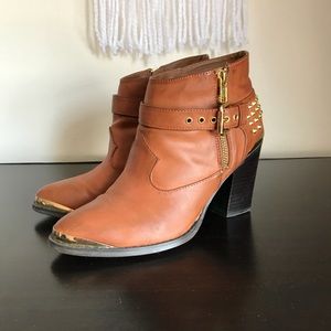 Matisse Kira Brass Studded Western Ankle Boots